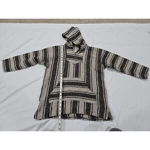 Frank’s Baja Hoodie Poncho Drug Rug Mexican Blanket Hooded Sweater Adult L